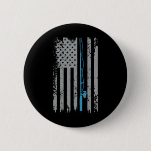 Amerikanische Flagge Angeln Vintage Fischer Button