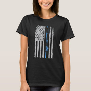 Amerikanische Flagge Angelrute Blaue Linie Vintage T-Shirt