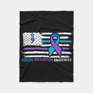 Amerikanische Flagge Aquamarin Lila Ribbon Suizid Fleecedecke