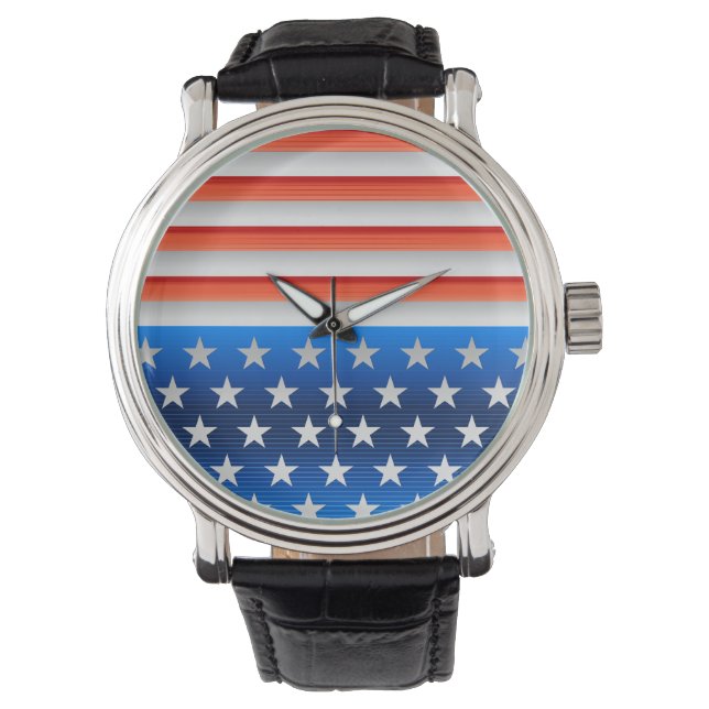 Amerikanische Flagge Armbanduhr (Vorderseite)
