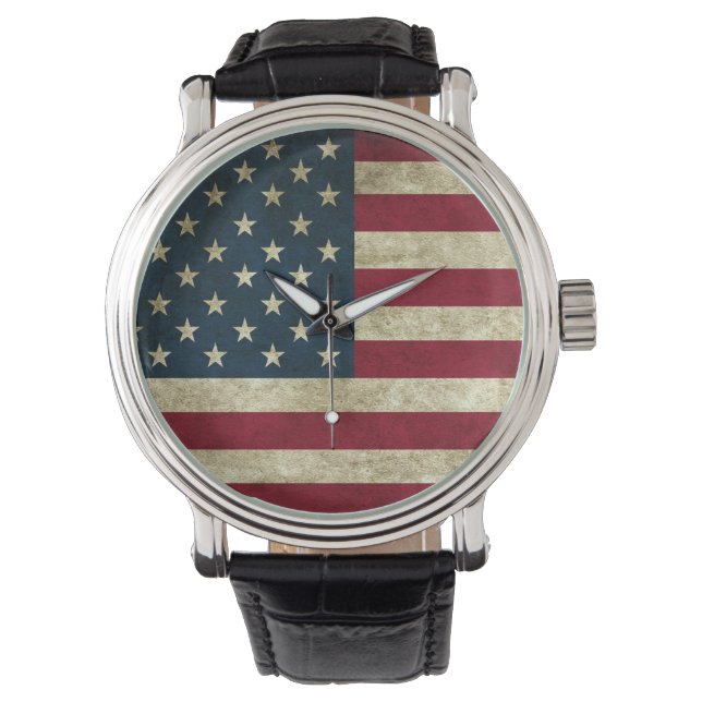 Amerikanische Flagge Armbanduhr (Vorderseite)
