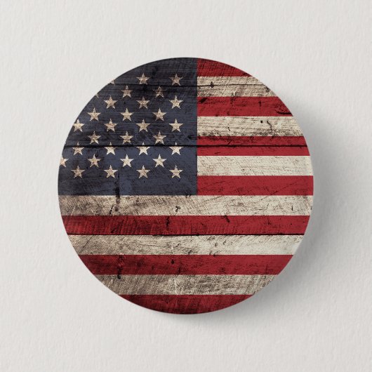Amerikanische Flagge auf altem hölzernem Korn Button (Vorderseite)