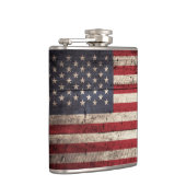 Amerikanische Flagge auf altem hölzernem Korn Flachmann (Rechts)