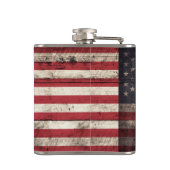 Amerikanische Flagge auf altem hölzernem Korn Flachmann (Rückseite)