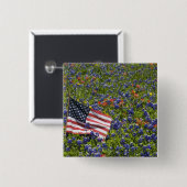 Amerikanische Flagge auf dem Gebiet blauer Mützen, Button (Vorne & Hinten)