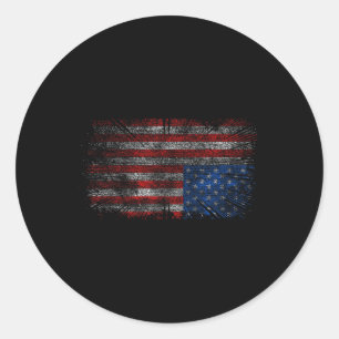 Amerikanische Flagge auf dem Kopf, Vintage USA auf Runder Aufkleber