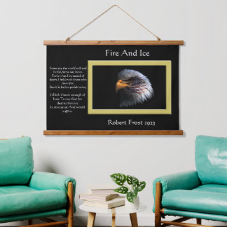 Amerikanische Flagge auf dem Kopf von Bald Eagle Wandteppich Mit Holzrahmen