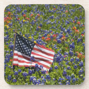 Amerikanische Flagge auf einem Feld aus blauen Bon Untersetzer