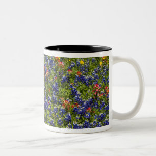 Amerikanische Flagge auf einem Feld aus blauen Bon Zweifarbige Tasse