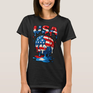 Amerikanische Flagge auf Fußball-Byll-Drip-Stil Mä T-Shirt