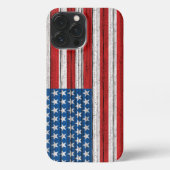 Amerikanische Flagge auf gewittertem Holzplanmuste iPhone Hülle (Rückseite)