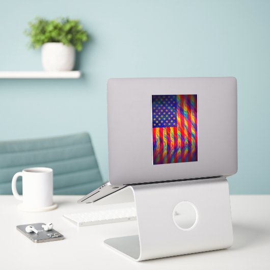 Amerikanische Flagge Aufkleber (Laptop auf Schreibtisch)
