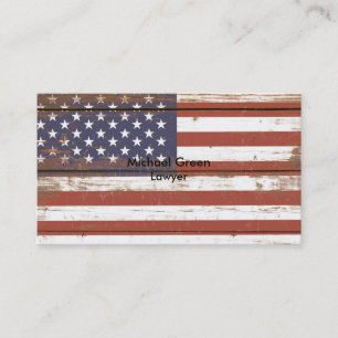 Amerikanische Flagge aus Holz Visitenkarte