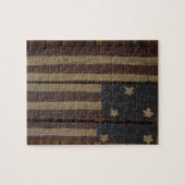 Amerikanische Flagge aus primitivem Holz Puzzle (Horizontal)