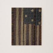 Amerikanische Flagge aus primitivem Holz Puzzle (Vertikal)