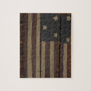 Amerikanische Flagge aus primitivem Holz Puzzle