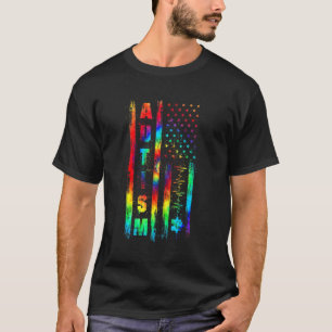 Amerikanische Flagge Autismus-Bewusstsein Tie Dye  T-Shirt