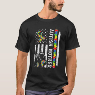 Amerikanische Flagge Autismus Mutter Bär Autistik T-Shirt