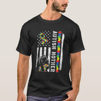 Amerikanische Flagge Autismus Mutter Bär Autistik T-Shirt