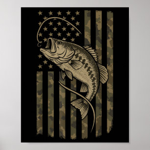 Amerikanische Flagge B Angeln Camo Patriotischer F Poster