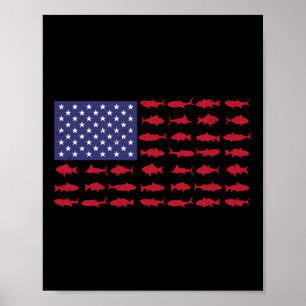 Amerikanische Flagge B Fischen Kinderjunge Frauen  Poster