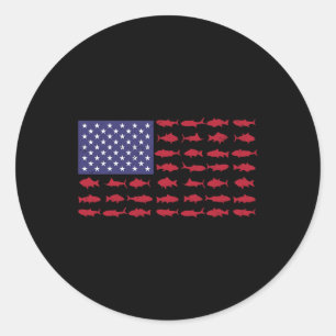 Amerikanische Flagge B Fischen Kinderjunge Frauen Runder Aufkleber