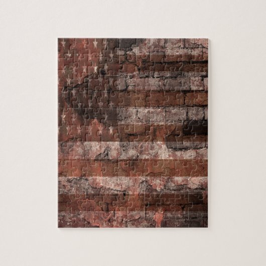 Amerikanische Flagge Backsteinmauer Puzzle (Vertikal)