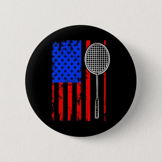 Amerikanische Flagge Badminton Button (Vorderseite)