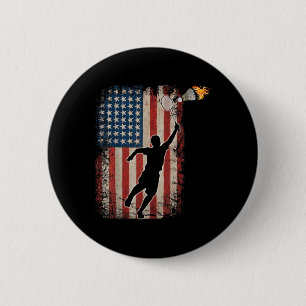Amerikanische Flagge Badminton Federball Kunst Spo Button