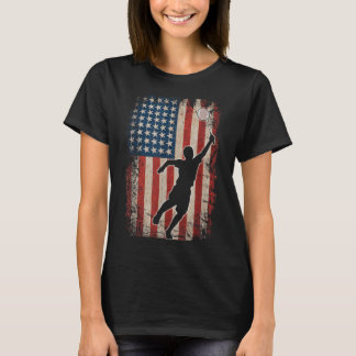 Amerikanische Flagge Badminton Federball Kunst Spo T-Shirt