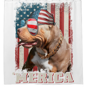 Amerikanische Flagge Bandana Pit Bull Hundeliebhab Duschvorhang