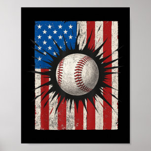 Amerikanische Flagge Baseball 4. Juli Usa Patrioti Poster