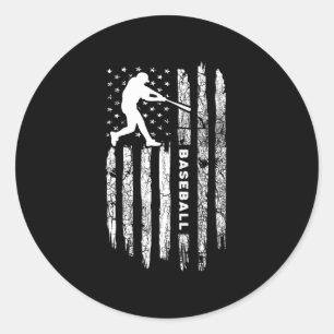Amerikanische Flagge Baseball Bekleidung - Vintage Runder Aufkleber