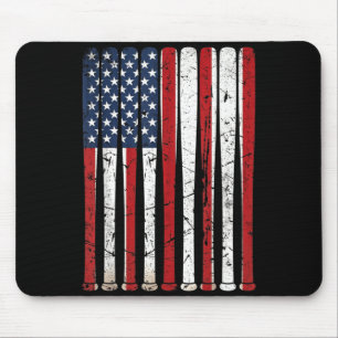 Amerikanische Flagge Baseballschläger Vintage USA  Mousepad