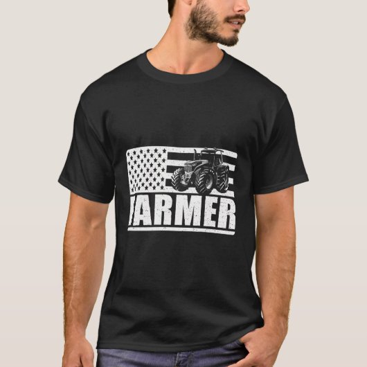 Amerikanische Flagge Bauer Land Landwirtschaft Far T-Shirt (Vorderseite)