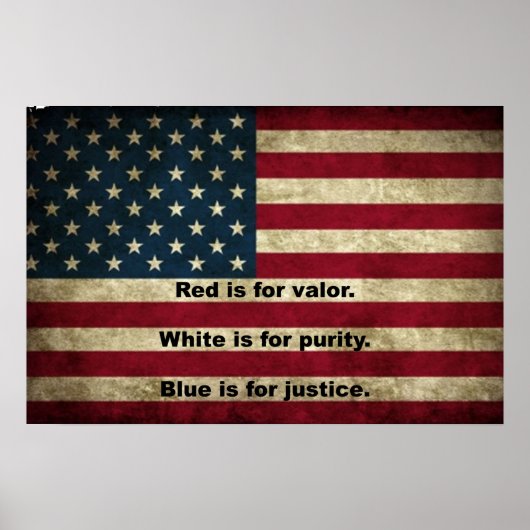Amerikanische Flagge - Bedeutung von Farben Poster (Vorne)