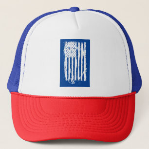Amerikanische Flagge Bedruckt Weiß Truckerkappe
