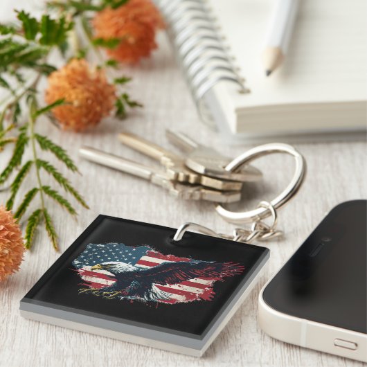 Amerikanische Flagge begleitet von Adlersymb Schlüsselanhänger (Vorderseite rechts)