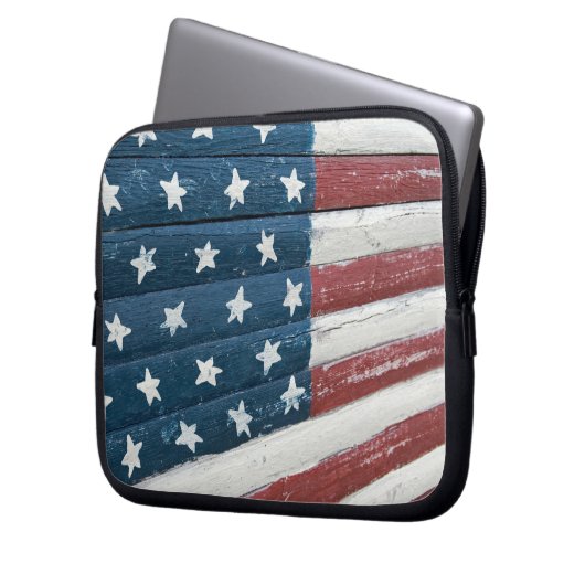 Amerikanische Flagge bemalt Laptopschutzhülle (Vorderseite Links)