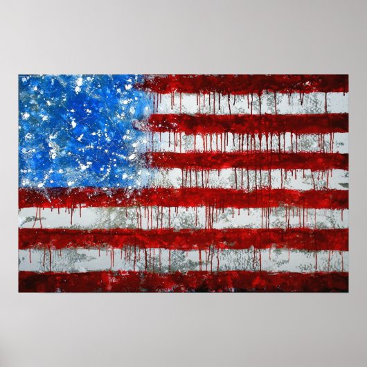 Amerikanische Flagge bemalt Poster (Vorne)