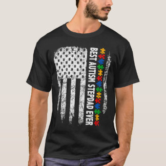 Amerikanische Flagge Beste Autismus Stepdad je Aut T-Shirt