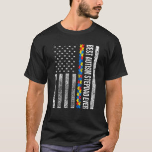 Amerikanische Flagge Bester Autismus-Stiefvater Al T-Shirt