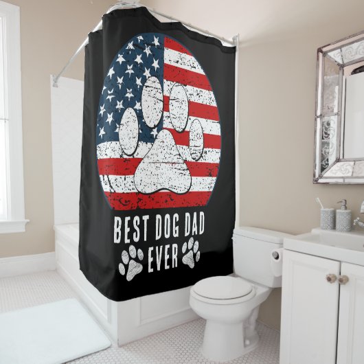 Amerikanische Flagge Bester Hund Vater/Mama je Per Duschvorhang (Beispiel)