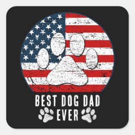 Amerikanische Flagge Bester Hund Vater/Mama je Per Quadratischer Aufkleber