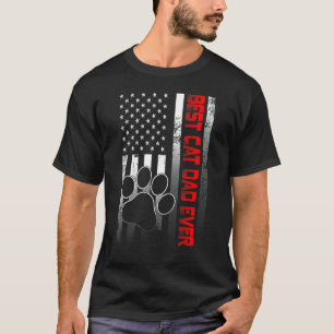 Amerikanische Flagge Bester Katzenvater Aller Tag T-Shirt