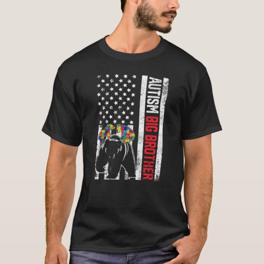 Amerikanische Flagge Big Brother Bären Autismus Be T-Shirt (Vorderseite)