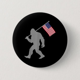 Amerikanische Flagge Bigfoot Rot Weiß Blau Patriot Button
