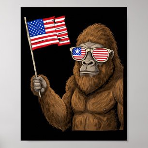 Amerikanische Flagge Bigfoot Rot Weiß Blau Patriot Poster