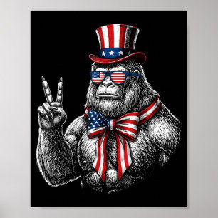 Amerikanische Flagge Bigfoot Rot Weiß Blau Patriot Poster