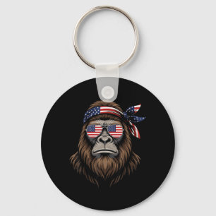 Amerikanische Flagge Bigfoot Rot Weiß Blau Patriot Schlüsselanhänger